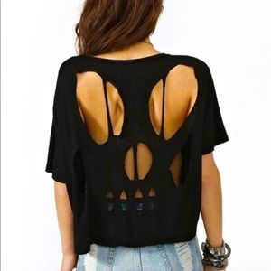 RARE! Brandy Melville Skull Cut Out Tee